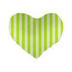 Vertical Stripes - White and Fluorescent Yellow Standard 16  Premium Flano Heart Shape Cushion
