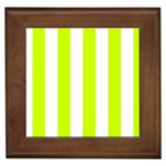 Vertical Stripes - White and Fluorescent Yellow Framed Tile