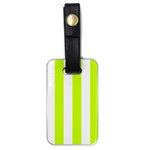 Vertical Stripes - White and Fluorescent Yellow Luggage Tag (One Side)