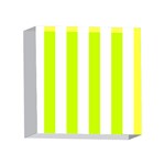 Vertical Stripes - White and Fluorescent Yellow 4 x 4  Acrylic Photo Block