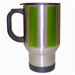 Vertical Stripes - White and Fluorescent Yellow Travel Mug (Silver Gray)