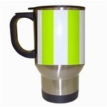 Vertical Stripes - White and Fluorescent Yellow Travel Mug (White)
