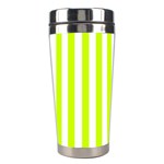 Vertical Stripes - White and Fluorescent Yellow Stainless Steel Travel Tumbler