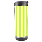 Vertical Stripes - White and Fluorescent Yellow Travel Tumbler