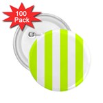 Vertical Stripes - White and Fluorescent Yellow 2.25  Button (100 pack)