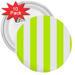 Vertical Stripes - White and Fluorescent Yellow 3  Button (10 pack)