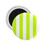 Vertical Stripes - White and Fluorescent Yellow 2.25  Magnet