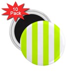 Vertical Stripes - White and Fluorescent Yellow 2.25  Magnet (10 pack)