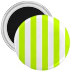 Vertical Stripes - White and Fluorescent Yellow 3  Magnet