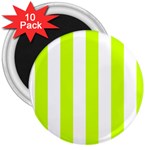 Vertical Stripes - White and Fluorescent Yellow 3  Magnet (10 pack)