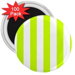 Vertical Stripes - White and Fluorescent Yellow 3  Magnet (100 pack)