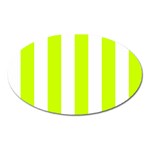 Vertical Stripes - White and Fluorescent Yellow Magnet (Oval)