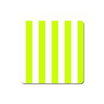 Vertical Stripes - White and Fluorescent Yellow Magnet (Square)