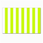 Vertical Stripes - White and Fluorescent Yellow Postcard 5  x 7 