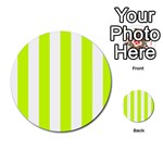 Vertical Stripes - White and Fluorescent Yellow Multi-purpose Cards (Round)