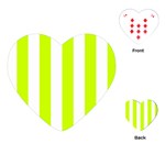 Vertical Stripes - White and Fluorescent Yellow Playing Cards (Heart)