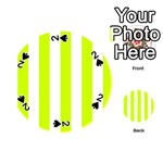 Vertical Stripes - White and Fluorescent Yellow Playing Cards 54 (Round)