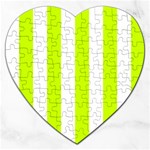 Vertical Stripes - White and Fluorescent Yellow Jigsaw Puzzle (Heart)