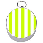 Vertical Stripes - White and Fluorescent Yellow Silver Compass