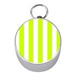 Vertical Stripes - White and Fluorescent Yellow Silver Compass (Mini)
