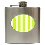 Vertical Stripes - White and Fluorescent Yellow Hip Flask (6 oz)