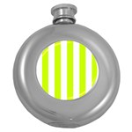 Vertical Stripes - White and Fluorescent Yellow Hip Flask (5 oz)