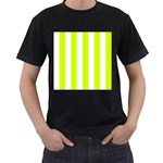 Vertical Stripes - White and Fluorescent Yellow Men s T-Shirt (Black)
