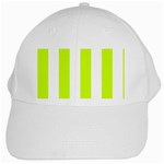 Vertical Stripes - White and Fluorescent Yellow White Cap