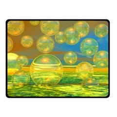 Golden Days, Abstract Yellow Azure Tranquility Double Sided Fleece Blanket (Small)  from ArtsNow.com 45 x34  Blanket Front