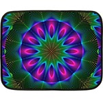 Star Of Leaves, Abstract Magenta Green Forest Fleece Blanket (Mini)