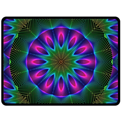 Star Of Leaves, Abstract Magenta Green Forest Fleece Blanket (Large)  from ArtsNow.com 80 x60  Blanket Front