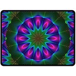 Star Of Leaves, Abstract Magenta Green Forest Fleece Blanket (Large) 