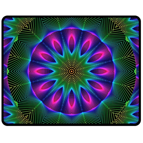 Star Of Leaves, Abstract Magenta Green Forest Fleece Blanket (Medium)  from ArtsNow.com 60 x50  Blanket Front