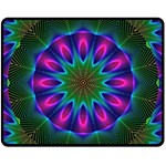 Star Of Leaves, Abstract Magenta Green Forest Fleece Blanket (Medium) 