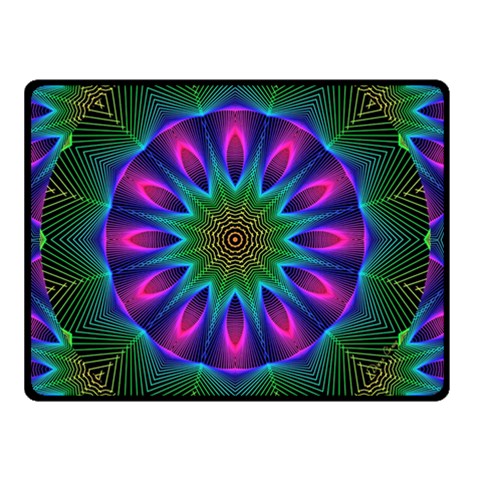 Star Of Leaves, Abstract Magenta Green Forest Double Sided Fleece Blanket (Small)  from ArtsNow.com 45 x34  Blanket Front