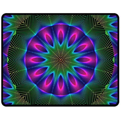Star Of Leaves, Abstract Magenta Green Forest Double Sided Fleece Blanket (Medium)  from ArtsNow.com 58.8 x47.4  Blanket Front