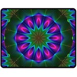 Star Of Leaves, Abstract Magenta Green Forest Double Sided Fleece Blanket (Medium) 