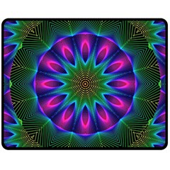 Star Of Leaves, Abstract Magenta Green Forest Double Sided Fleece Blanket (Medium)  from ArtsNow.com 58.8 x47.4  Blanket Back