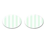 Vertical Stripes - White and Pale Green Cufflinks (Oval)
