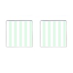 Vertical Stripes - White and Pale Green Cufflinks (Square)