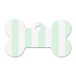 Vertical Stripes - White and Pale Green Dog Tag Bone (Two Sides)