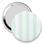 Vertical Stripes - White and Pale Green 3  Handbag Mirror
