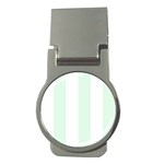 Vertical Stripes - White and Pale Green Money Clip (Round)