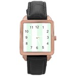 Vertical Stripes - White and Pale Green Rose Gold Leather Watch