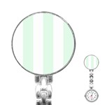 Vertical Stripes - White and Pale Green Stainless Steel Nurses Watch