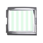 Vertical Stripes - White and Pale Green Mega Link Italian Charm (18mm)