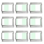 Vertical Stripes - White and Pale Green 9mm Italian Charm (9 pack)