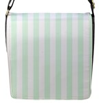 Vertical Stripes - White and Pale Green Flap Closure Messenger Bag (S)