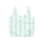 Vertical Stripes - White and Pale Green Full Print Recycle Bag (S)