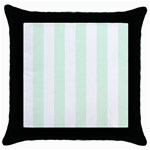 Vertical Stripes - White and Pale Green Throw Pillow Case (Black)